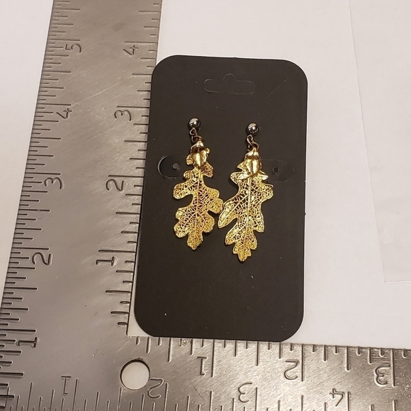 Andante Gold Dipped Large Hoop Earrings NWT & Gold Dipped Leaf Earrings REDUCED - Picture 6 of 8